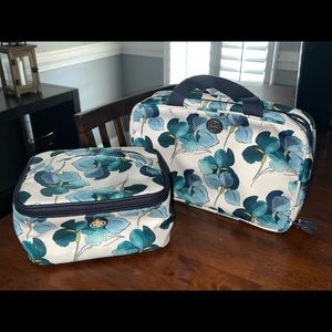 Tory Burch train case and hanging toiletry case